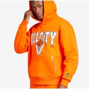 All City By Just Don Hoodie Crafted Fleece Orange Mens Sweater Sze XL Basketball